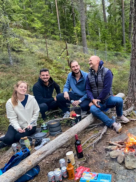 Group of Compose employees on forest social excursion